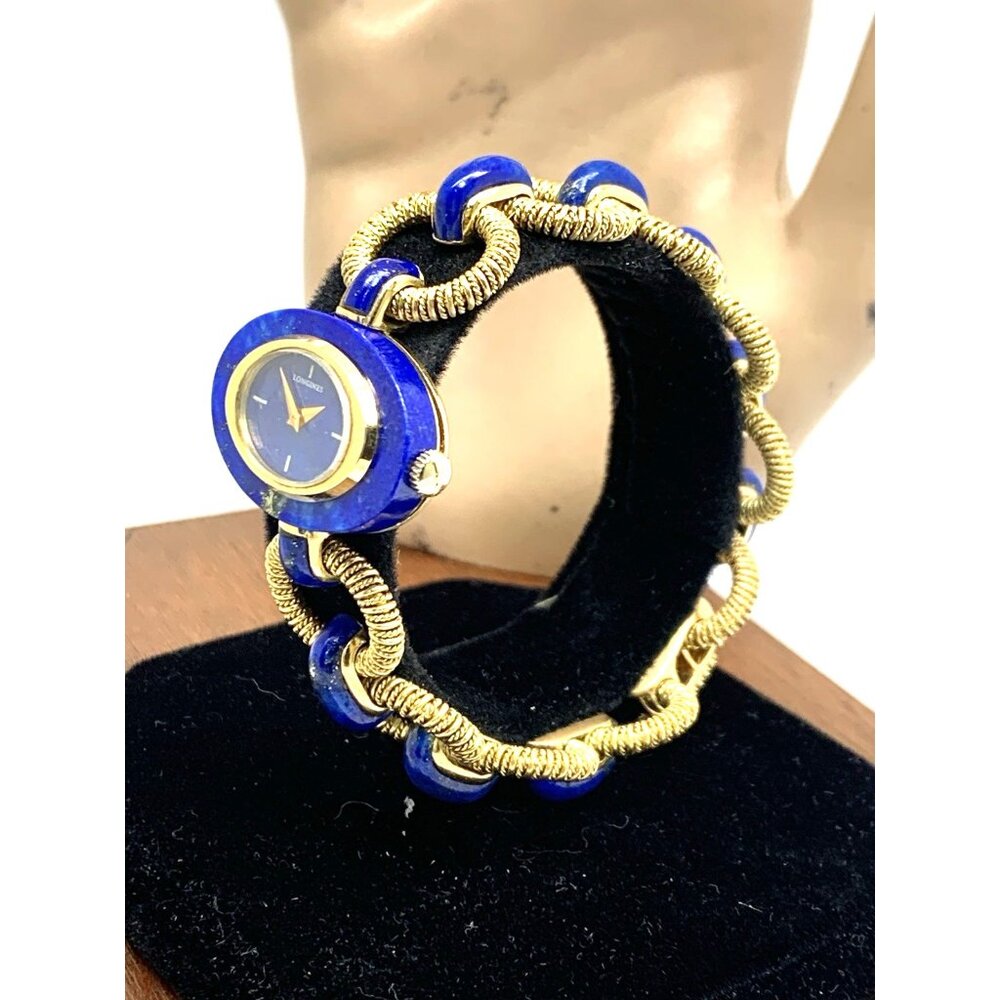 Longines Women's Watch Blue Lapis 18k Yellow Gold Vintage Swiss Hand Wind 27mm - Picture 2 of 14